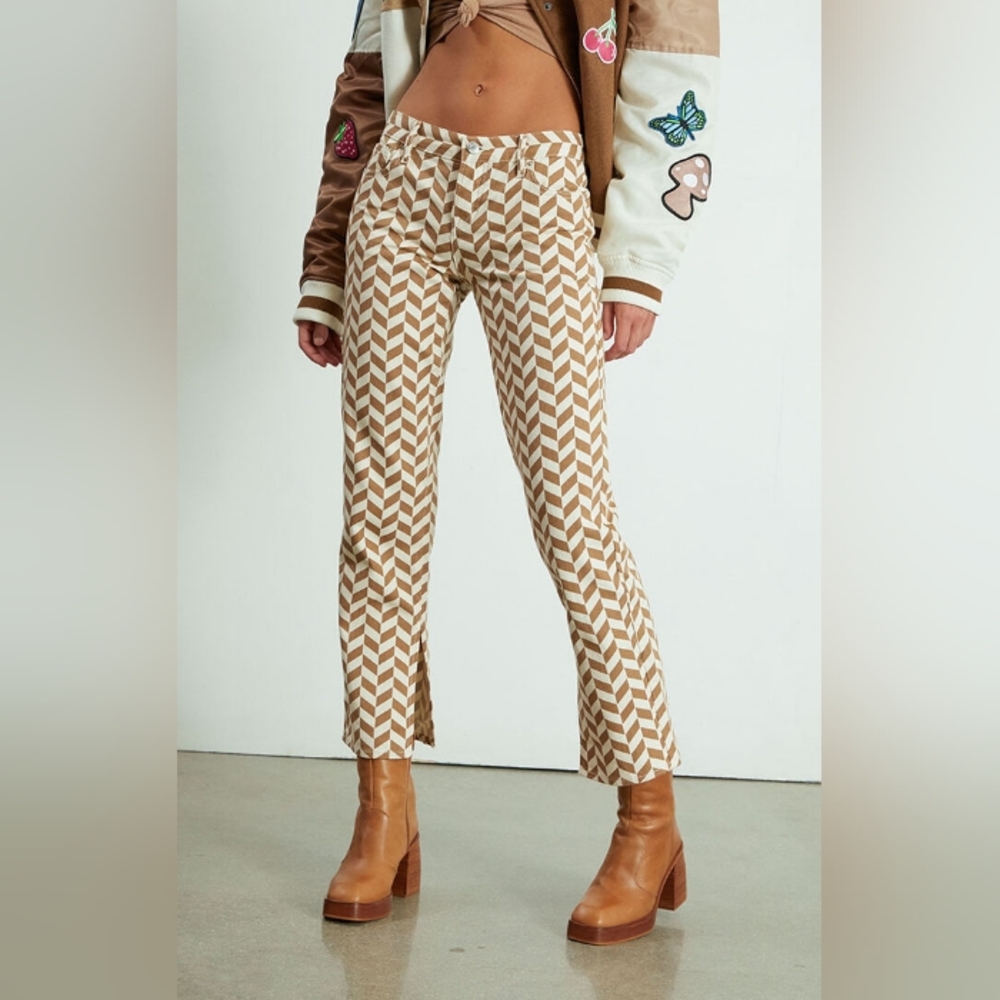 PacSun Brown Chevron Low Rise Straight Leg Jeans sz 27 New,retro,